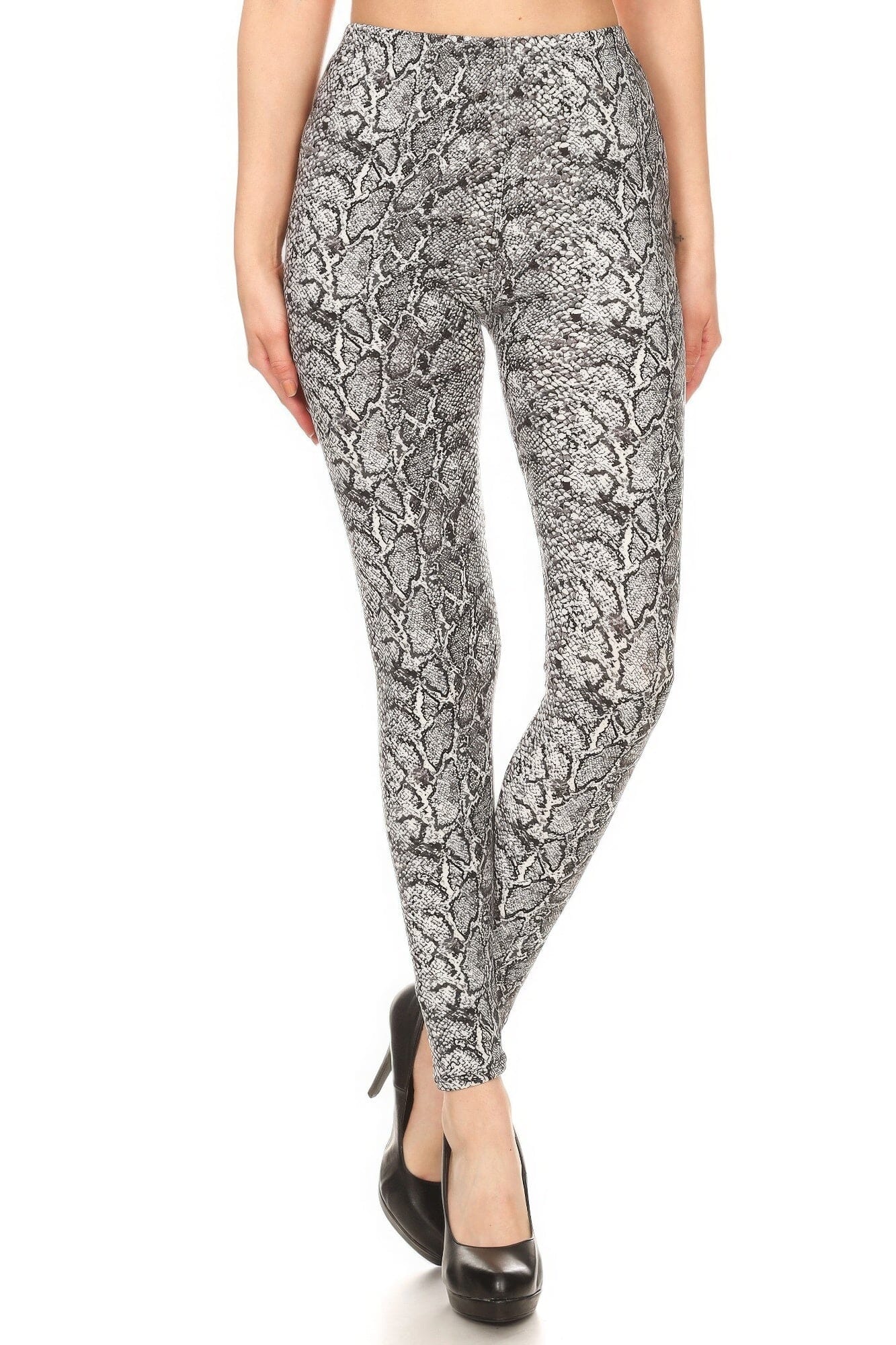 Snakeskin Print In A Fitted Style With An Elastic Waistband Full Length High Waisted Leggings Pants jehouze 