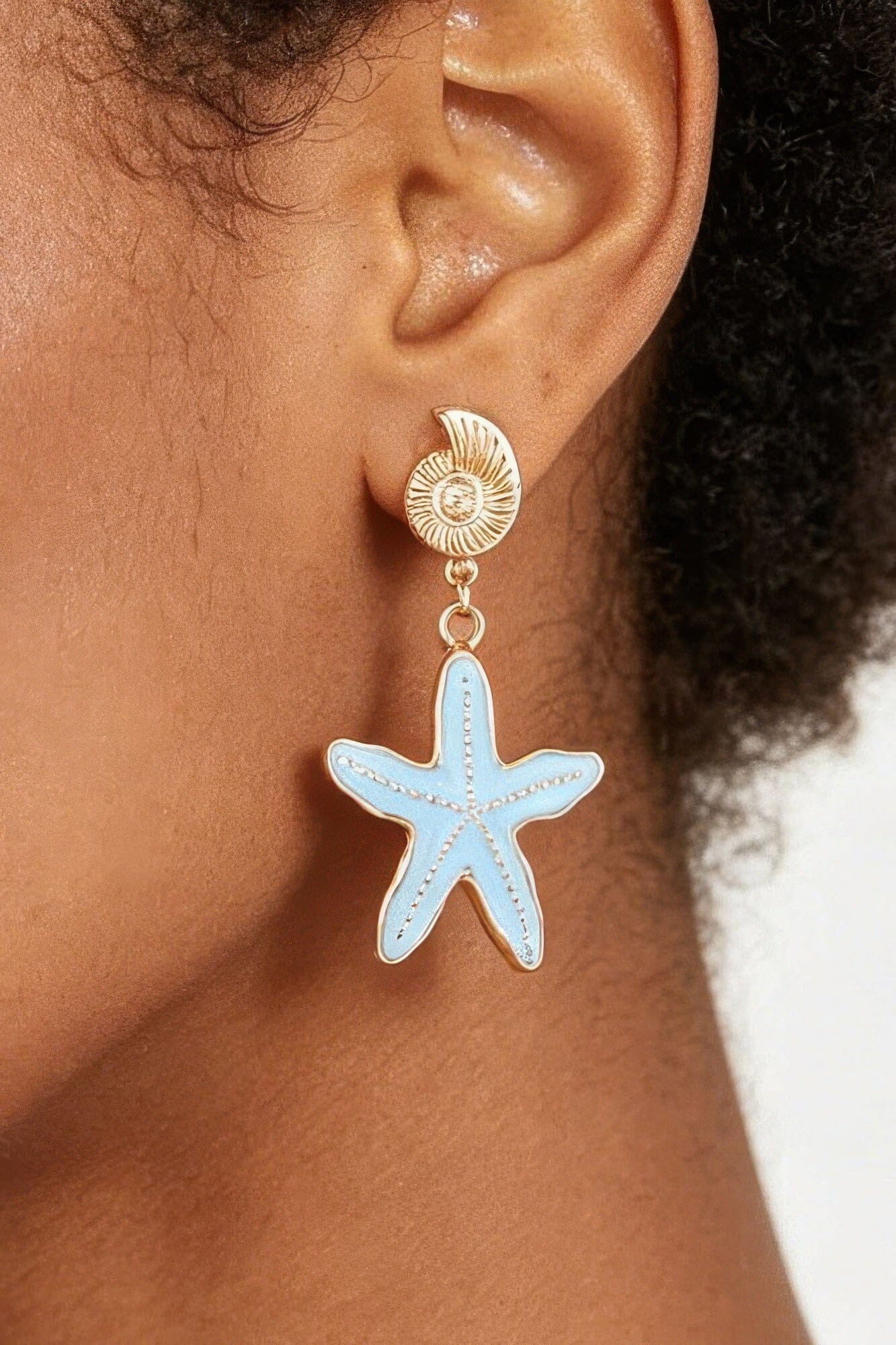 Summer Starfish Drop Earrings Apparel & Accessories > Jewelry > Earrings jehouze Gold Blue 