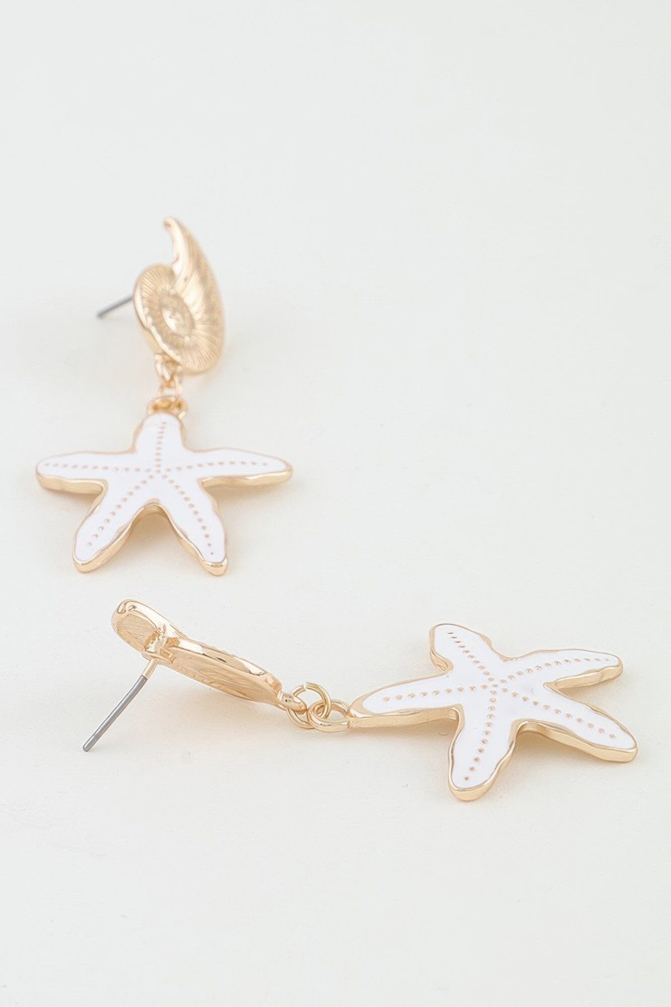 Summer Starfish Drop Earrings Apparel & Accessories > Jewelry > Earrings jehouze Gold White 