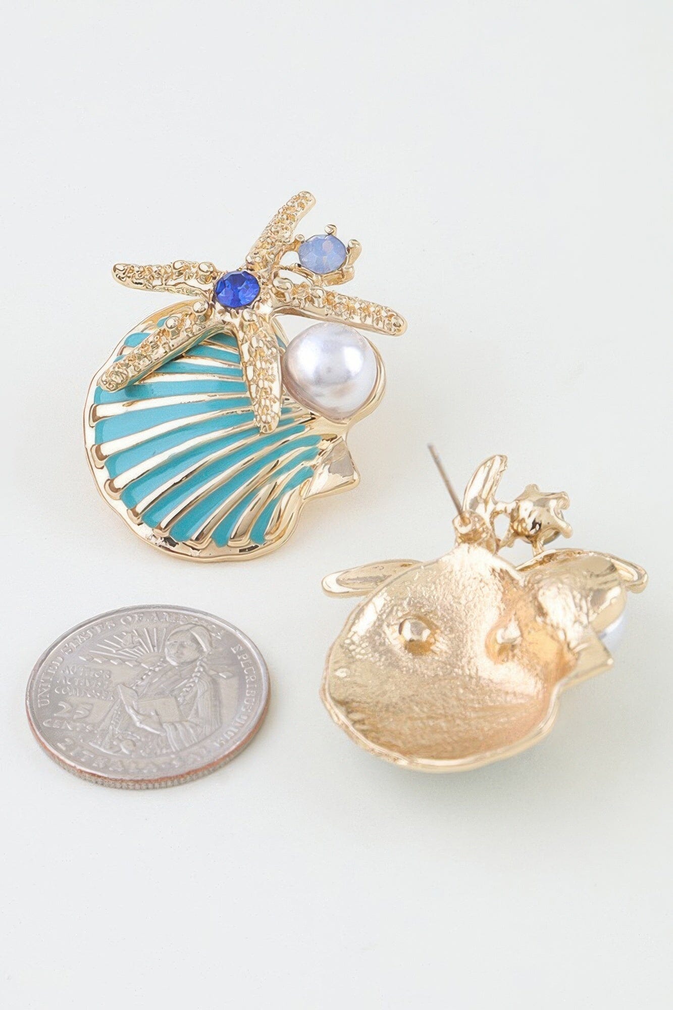 Summer Starfish Shell Stud Earrings Apparel & Accessories > Jewelry > Earrings jehouze 