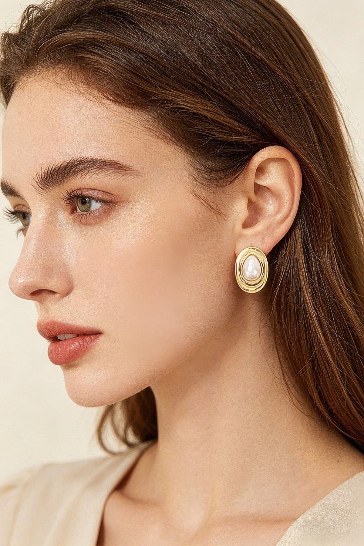 Teardrop Pearl Stud Earrings Apparel & Accessories > Jewelry > Earrings jehouze Gold 