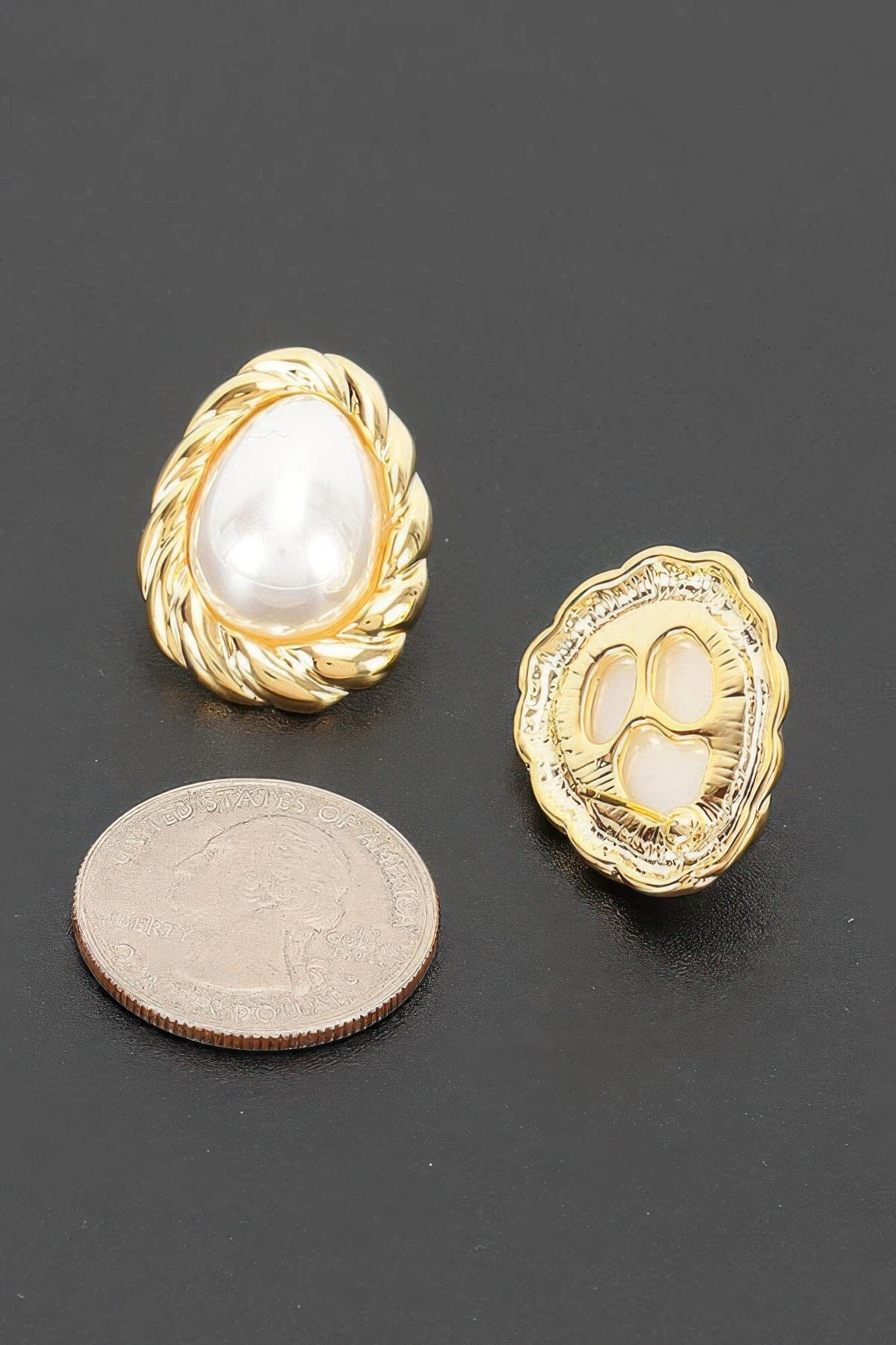 Teardrop Pearl Stud Earrings With Twisted Metal Frame Apparel & Accessories > Jewelry > Earrings jehouze 