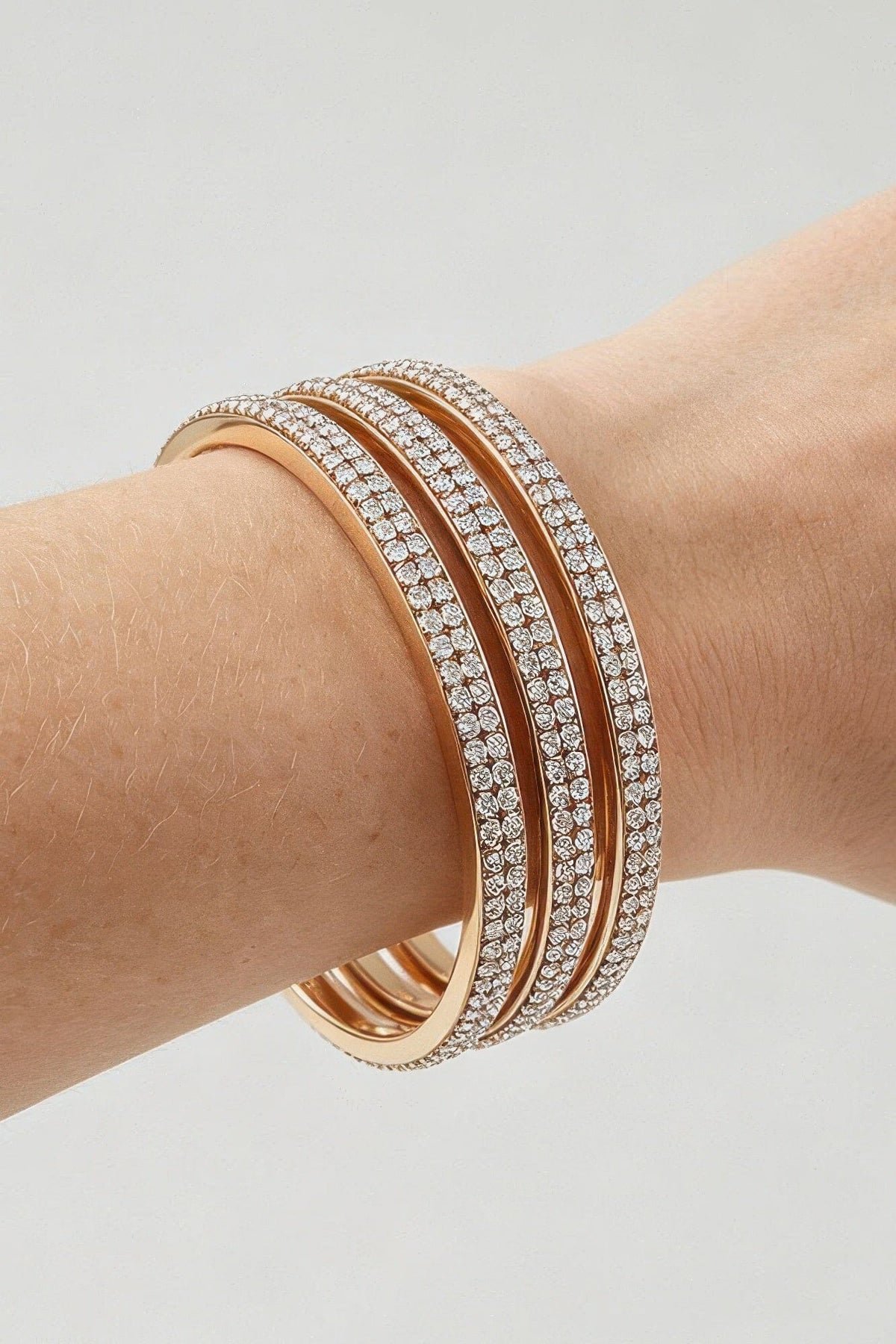 Triple Bejeweled Cuff Bracelet Bracelets jehouze Clear 