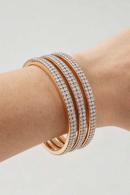 Triple Bejeweled Cuff Bracelet Bracelets jehouze Clear 