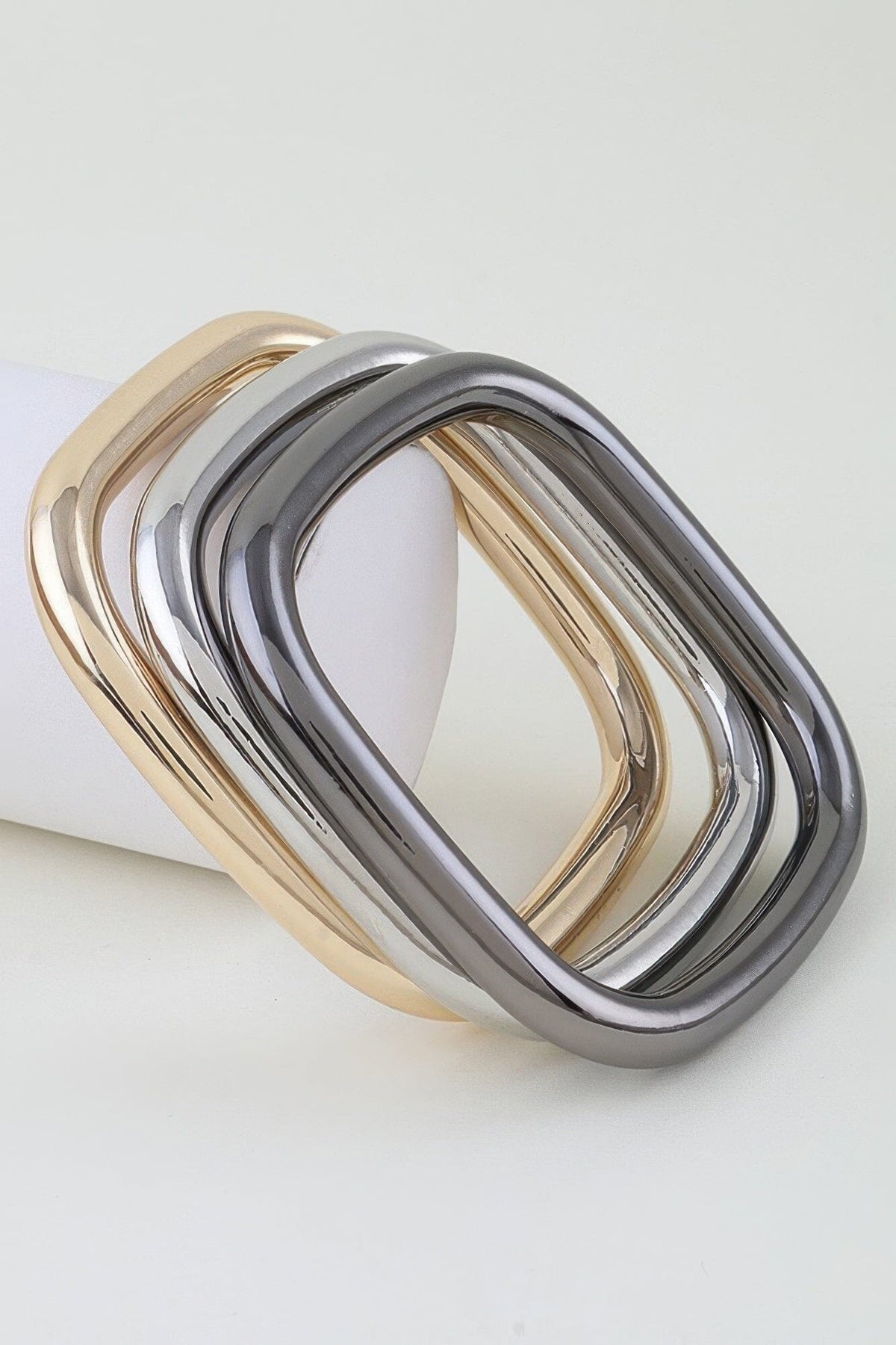 Triple Polished Cubic Cuff Bracelet Bracelets jehouze 