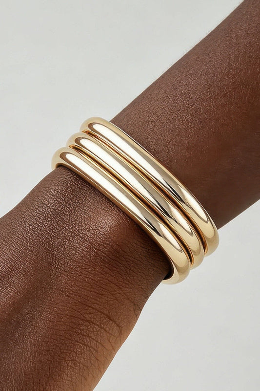 Triple Polished Cubic Cuff Bracelet Bracelets jehouze Multicolor 