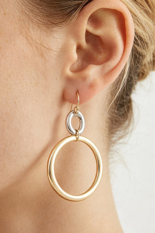 Two-tone Organic Hoop Drop Earrings Apparel & Accessories > Jewelry > Earrings jehouze Gold Silver 