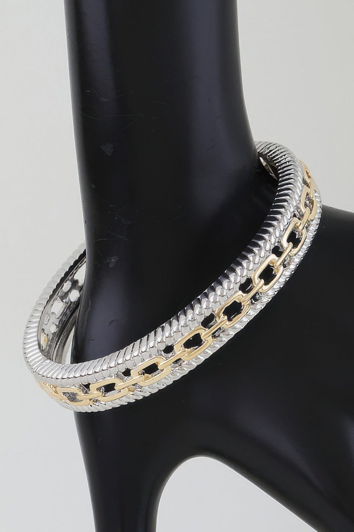 Two Toned Twisted Chain Bracelet jehouze Gold Silver 