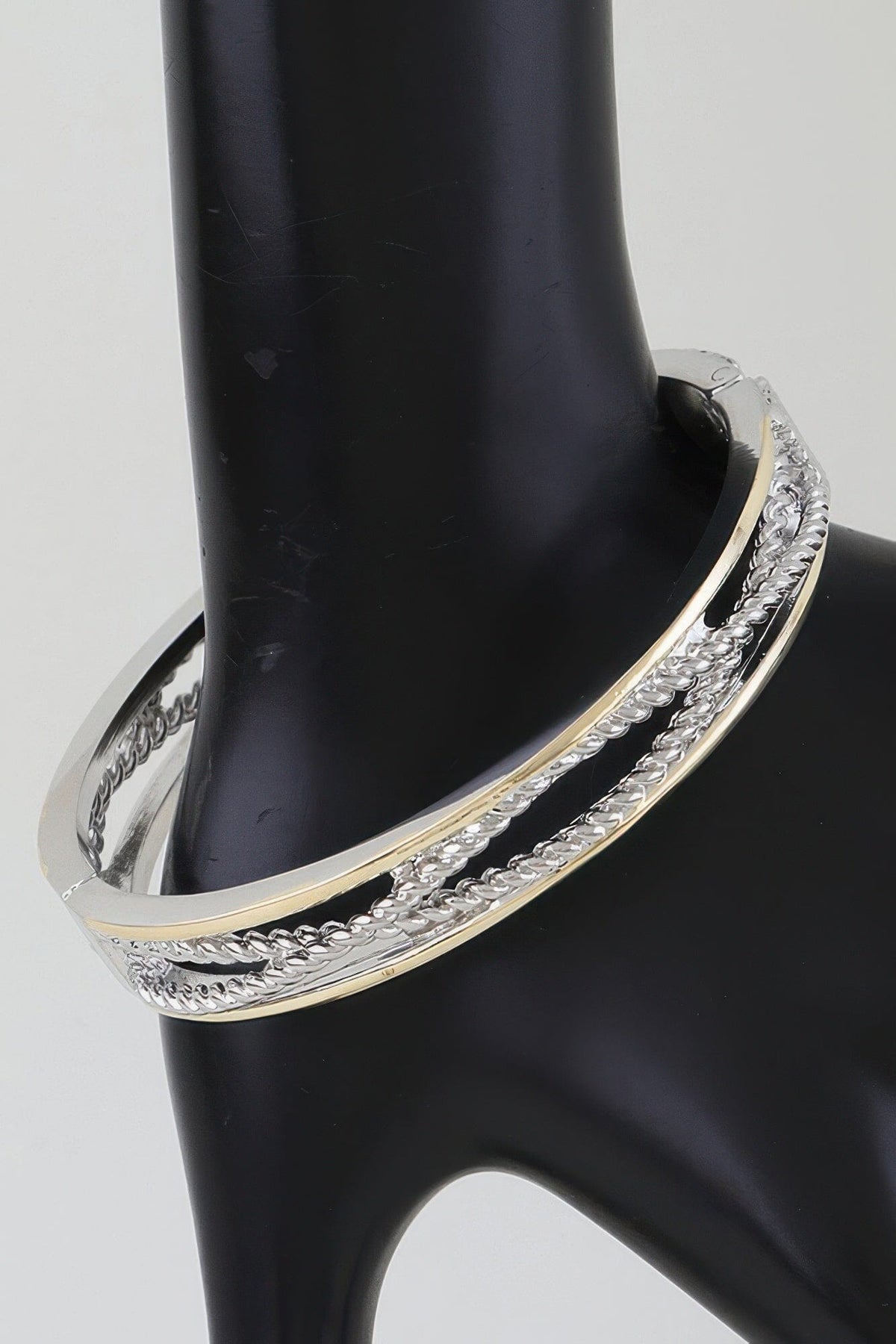 Two Toned Twisted Cuff Bracelet jehouze Gold Silver 