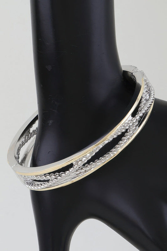 Two Toned Twisted Cuff Bracelet jehouze Gold Silver 