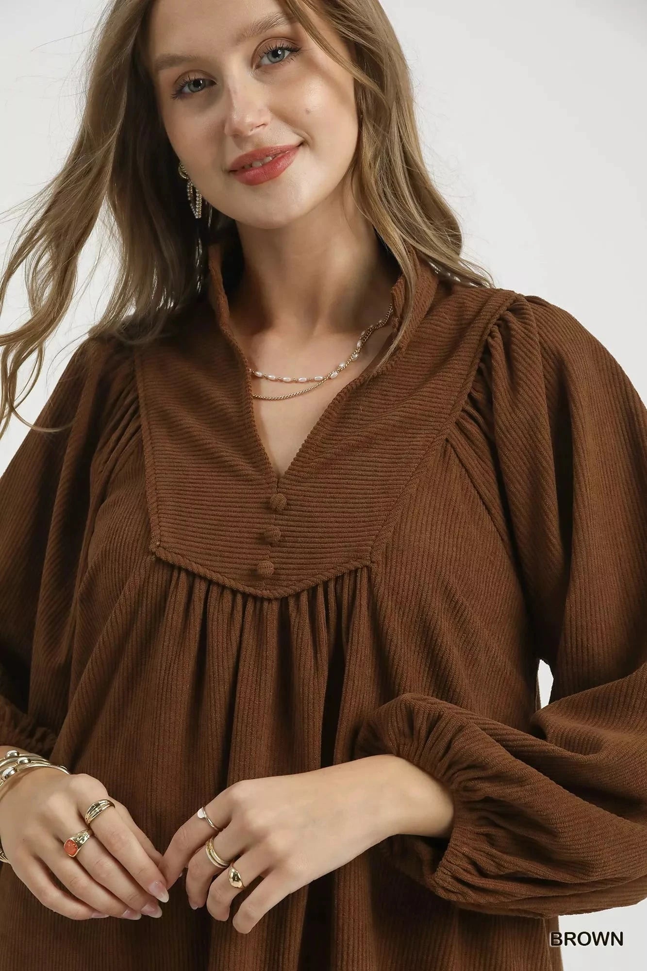Umgee Corduroy Tiered Babydoll Dress Dresses jehouze 