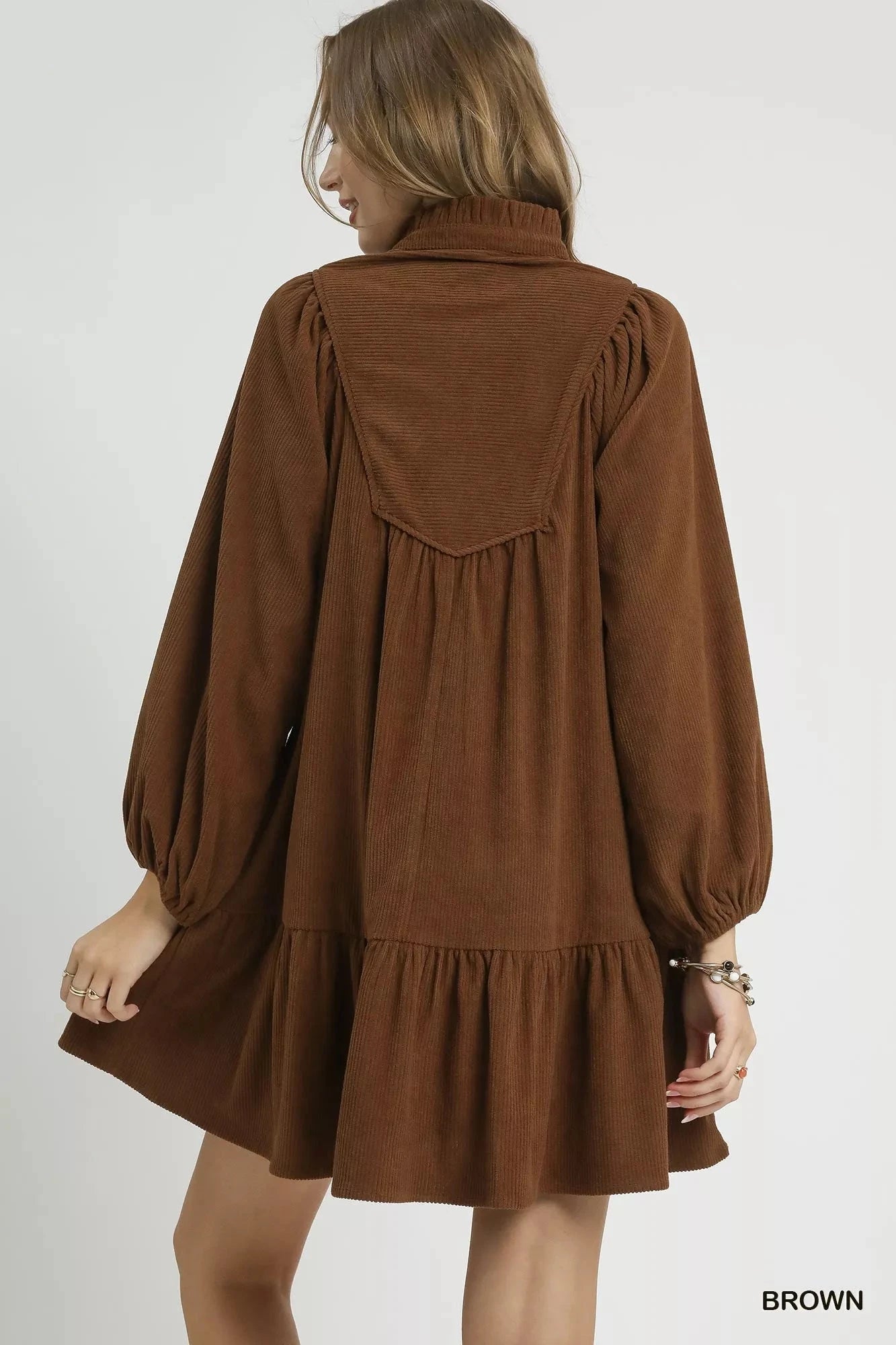 Umgee Corduroy Tiered Babydoll Dress Dresses jehouze 