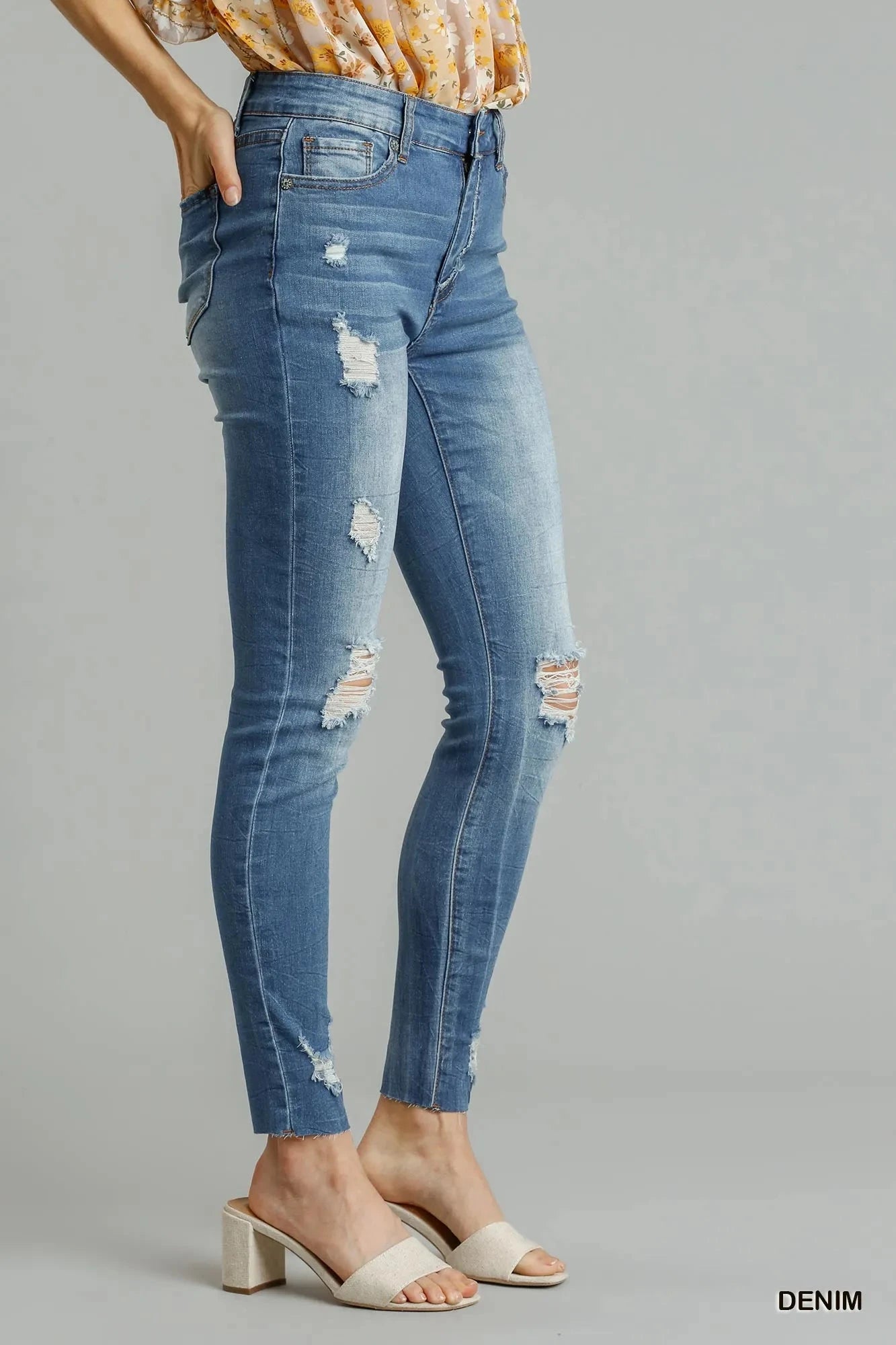 Umgee Distressed Skinny Jeans with Edge Detail Pants jehouze 