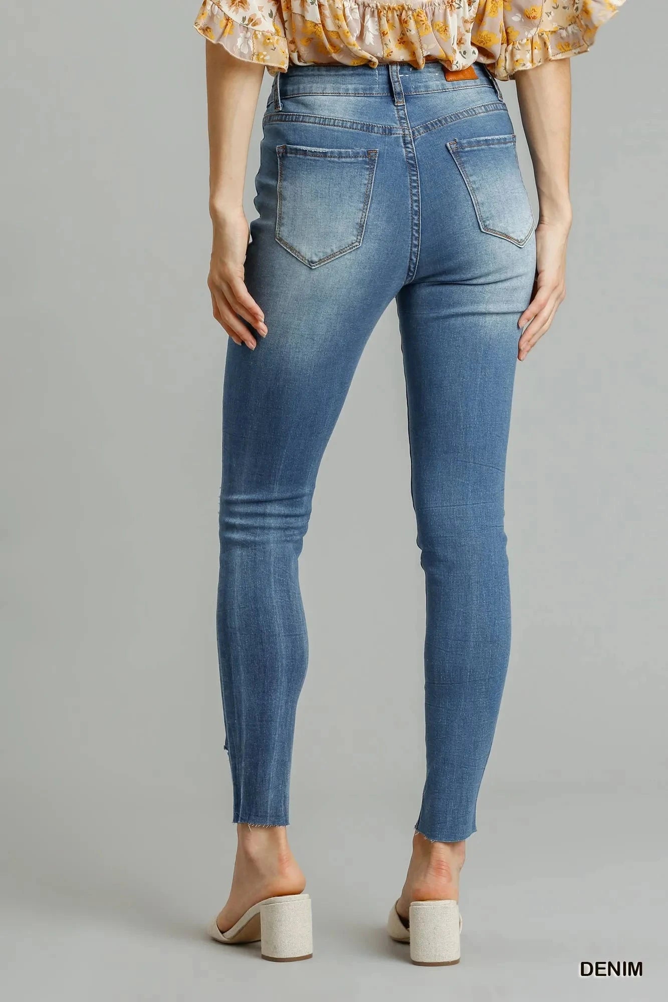 Umgee Distressed Skinny Jeans with Edge Detail Pants jehouze 