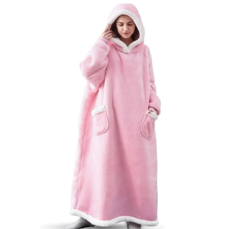 Unisex Comfy Wearable Oversized Hoodie Winter Long Blanket Sleepwear & Loungewear jehouze 