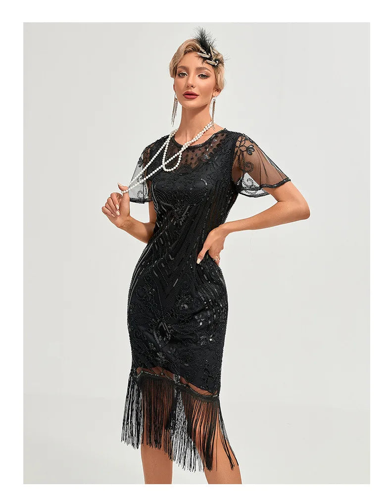 Women 1920s Flapper Sequin Gatsby Party Dress Dresses jehouze 