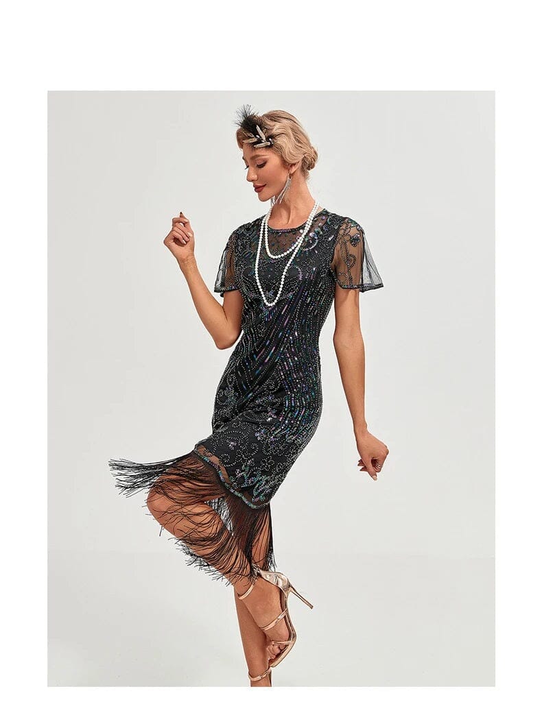 Women 1920s Flapper Sequin Gatsby Party Dress Dresses jehouze 