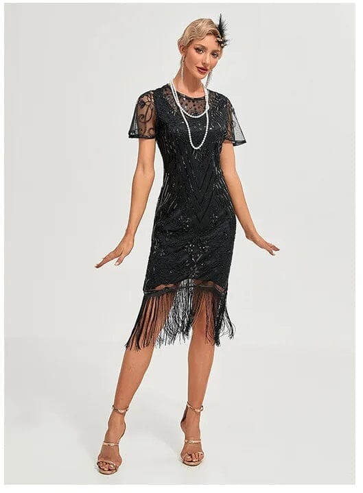 Women 1920s Flapper Sequin Gatsby Party Dress Dresses jehouze 