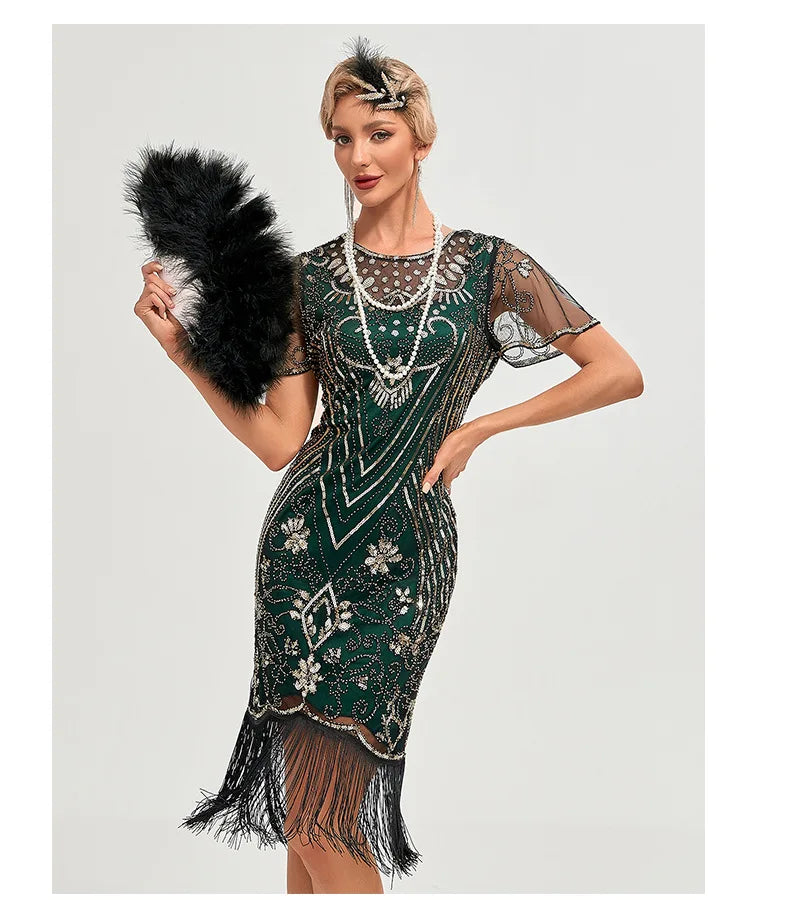 Women 1920s Flapper Sequin Gatsby Party Dress Dresses jehouze 