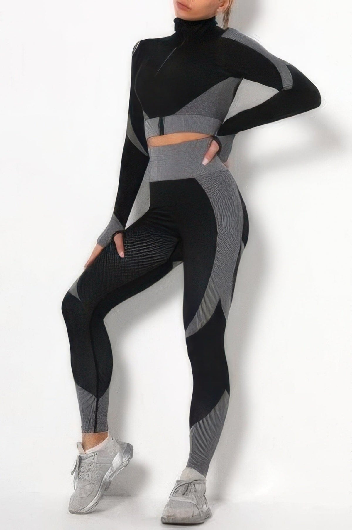 Women 2 pcs Color Block Activewear Set Activewear jehouze 
