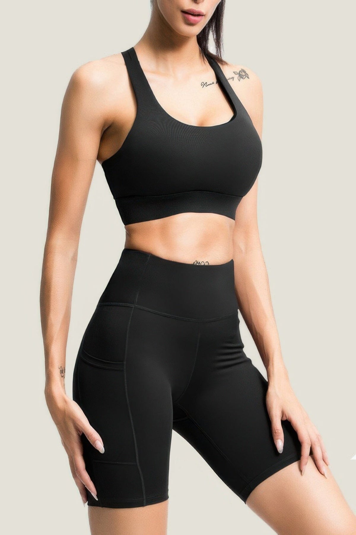 Women 2 pcs Yoga Active Set Activewear jehouze Black S 