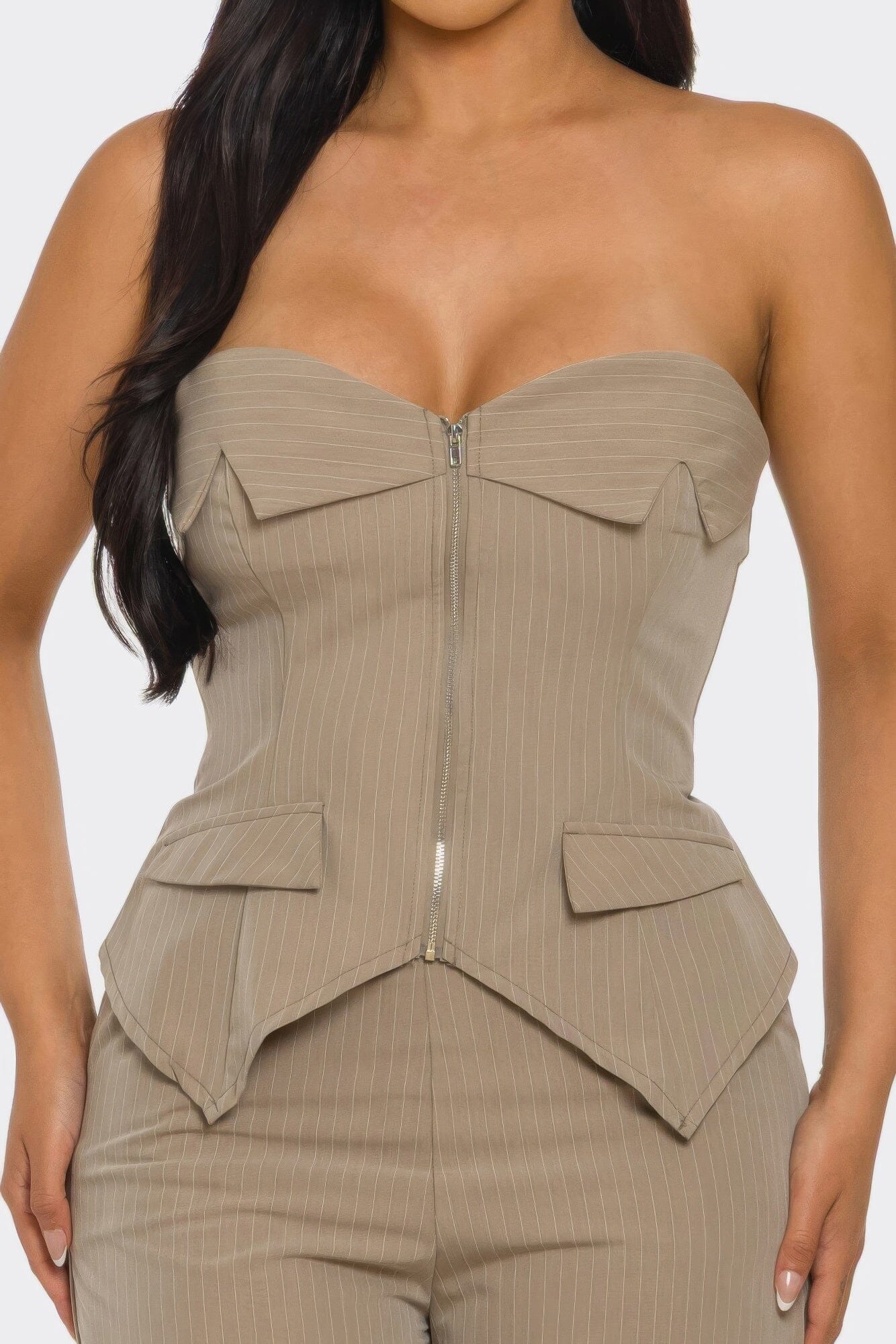 Women 2 pcsStrapless Corset Top and pant set Outfit Sets jehouze 
