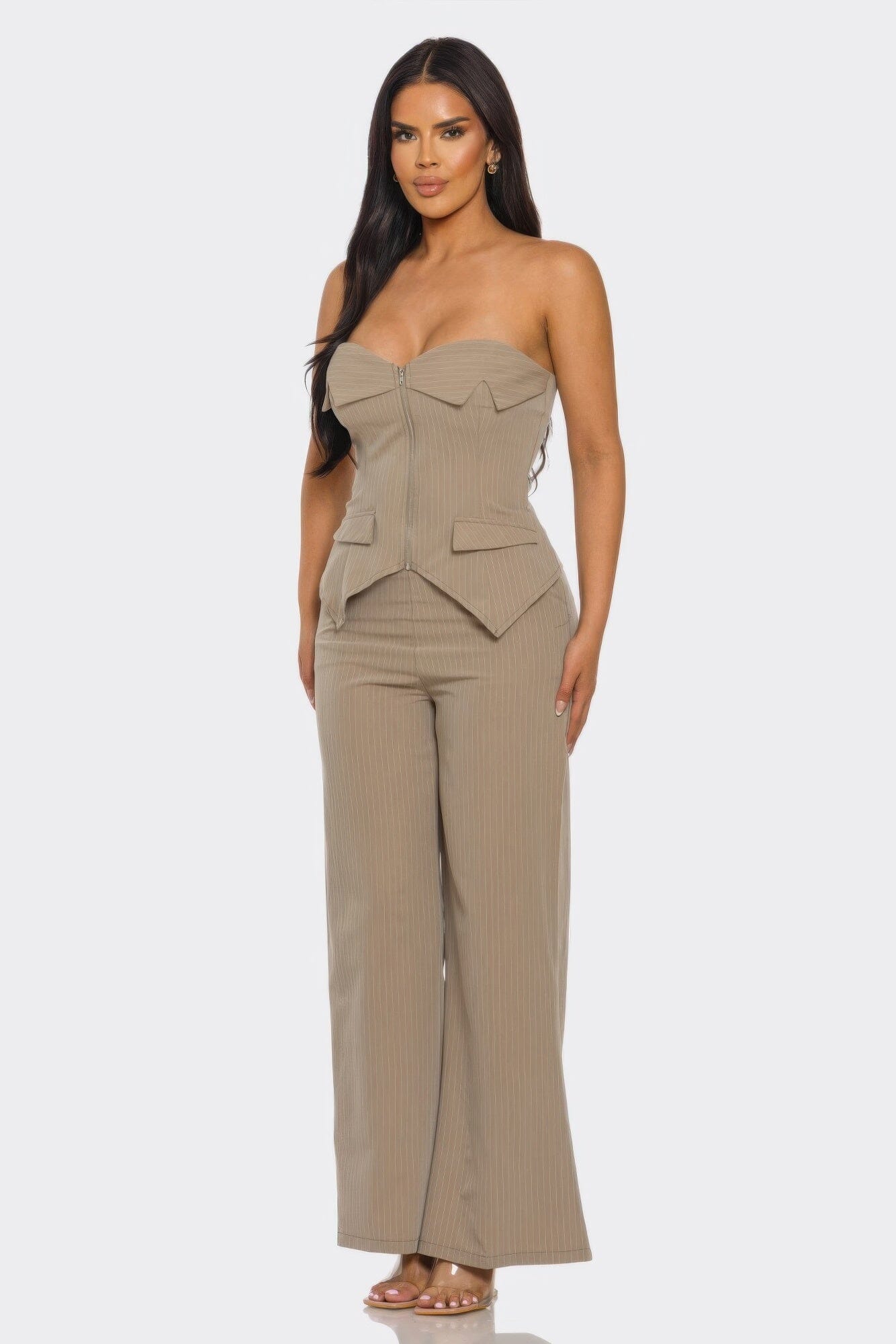 Women 2 pcsStrapless Corset Top and pant set Outfit Sets jehouze 