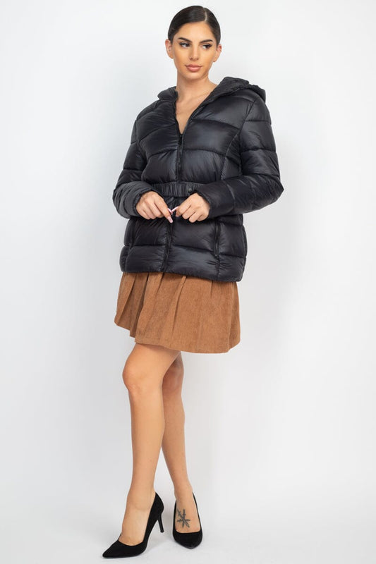 Women A line Corduroy Pleated Mini Skirt Skirts jehouze Brown S 