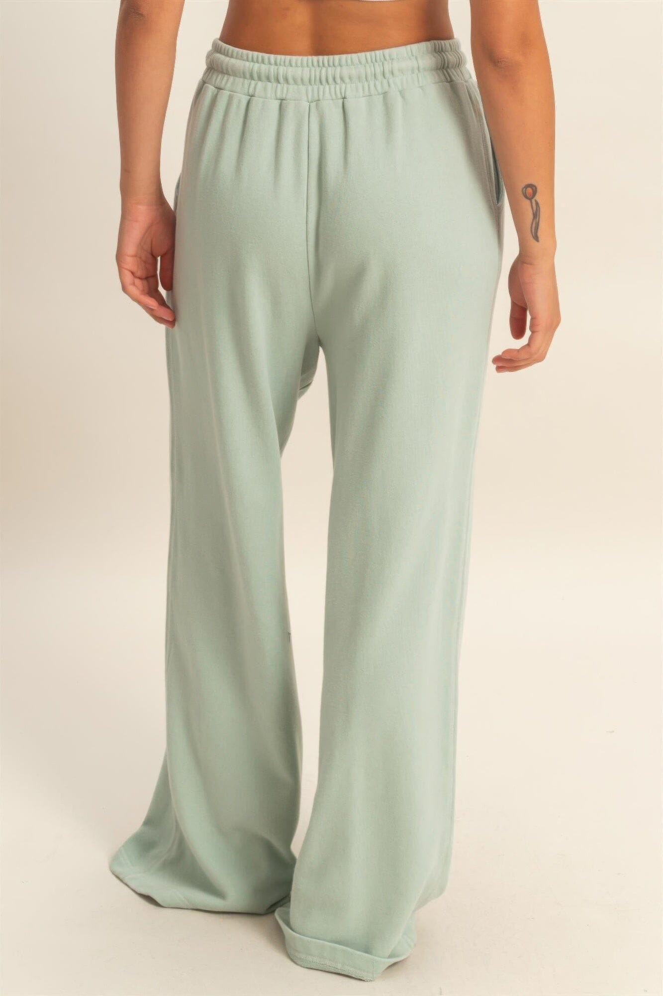 Women Acid Wash French Terry Wide-leg Pants Pants jehouze 