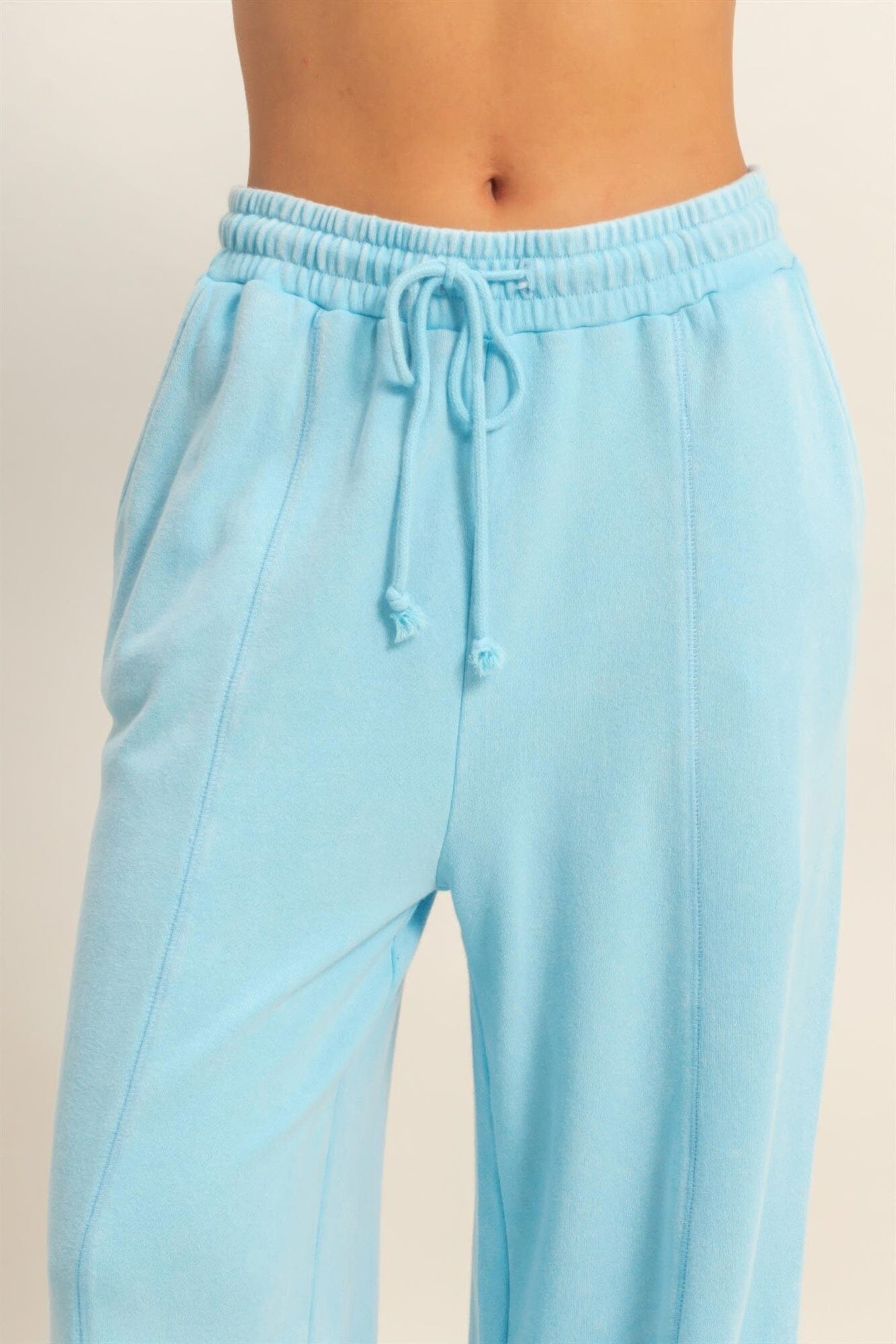 Women Acid Wash French Terry Wide-leg Pants Pants jehouze 