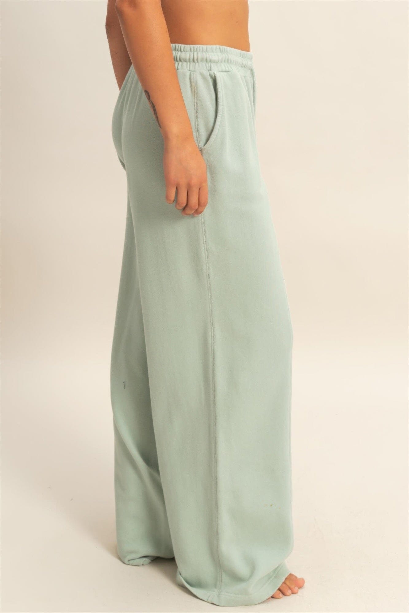 Women Acid Wash French Terry Wide-leg Pants Pants jehouze 