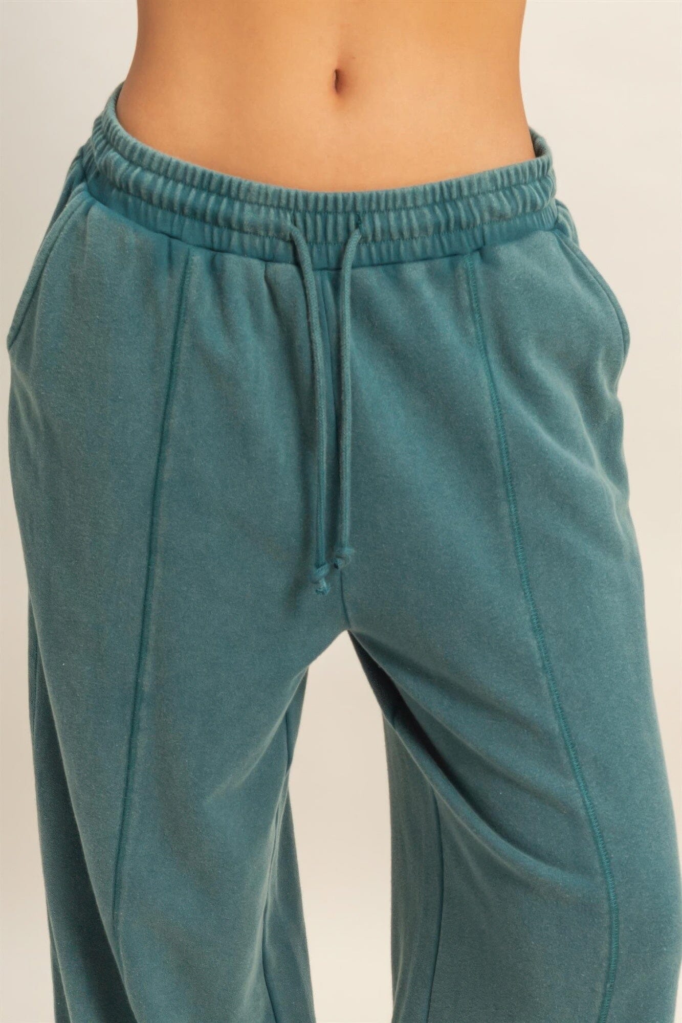 Women Acid Wash French Terry Wide-leg Pants Pants jehouze 