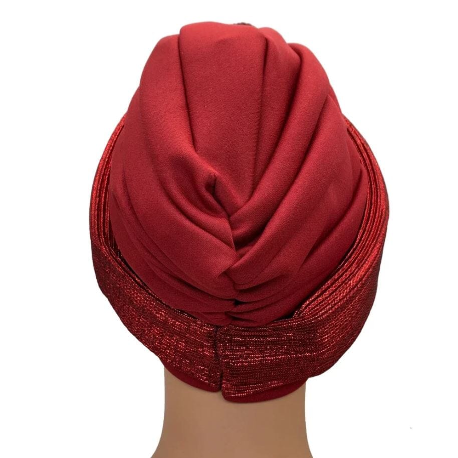 Women African Glitter Turban Beanie Knotted Head Auto Gele Wrap Hat Hat jehouze 