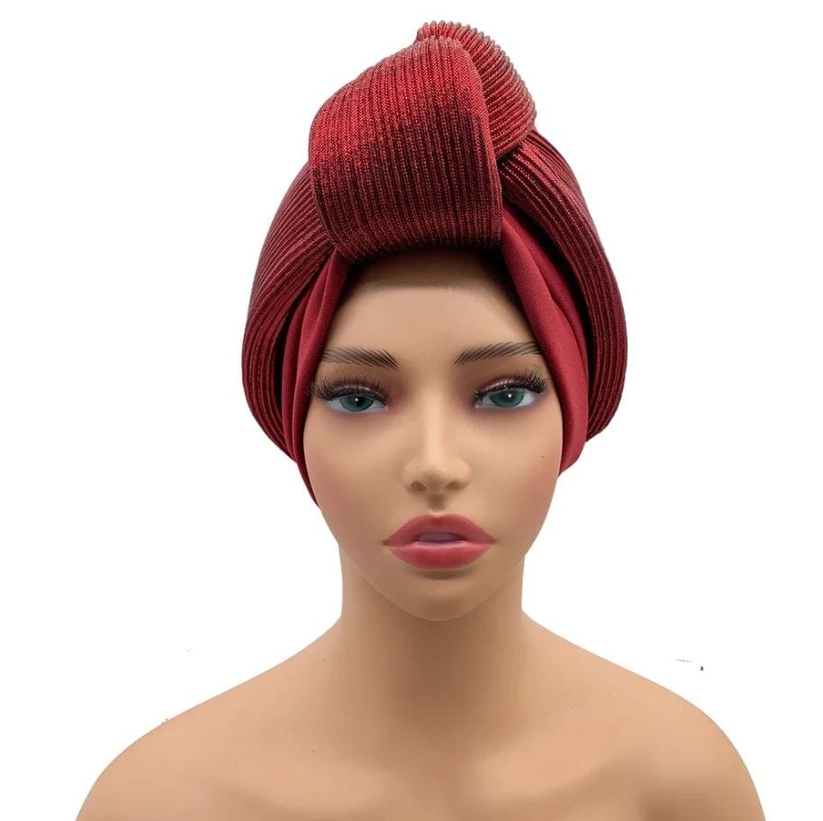 Women African Glitter Turban Beanie Knotted Head Auto Gele Wrap Hat Hat jehouze 