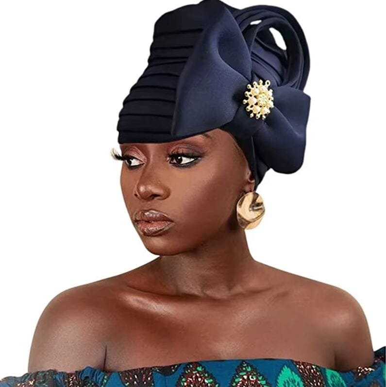 Women African Turban Auto Gele Headtie Scarf Beanie Headwear Hat jehouze 