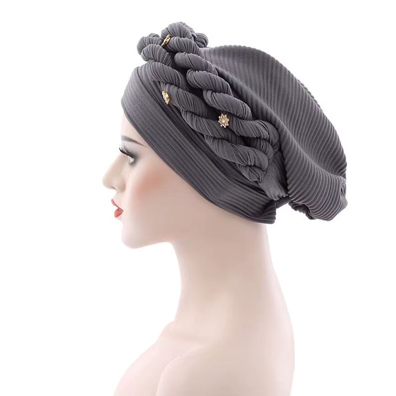 Women African Turban Double Twisted Braid Headwear Soft Pretied Head Cover Hat jehouze 