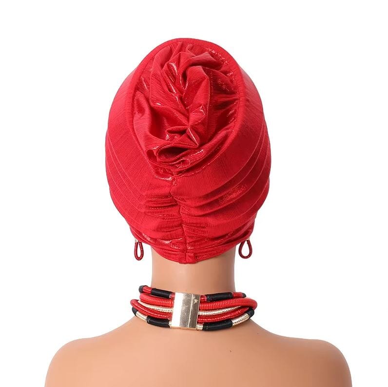 Women African Turban Gele Pleated Headwear Hat jehouze 