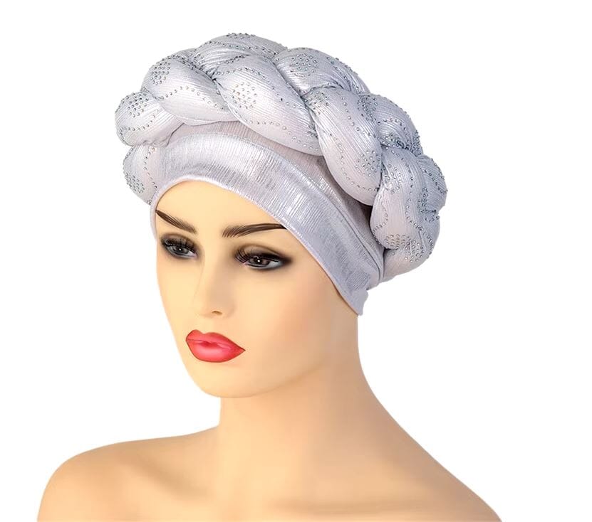 Women African Turban Twisted Rhinestone Headwear Hat jehouze 