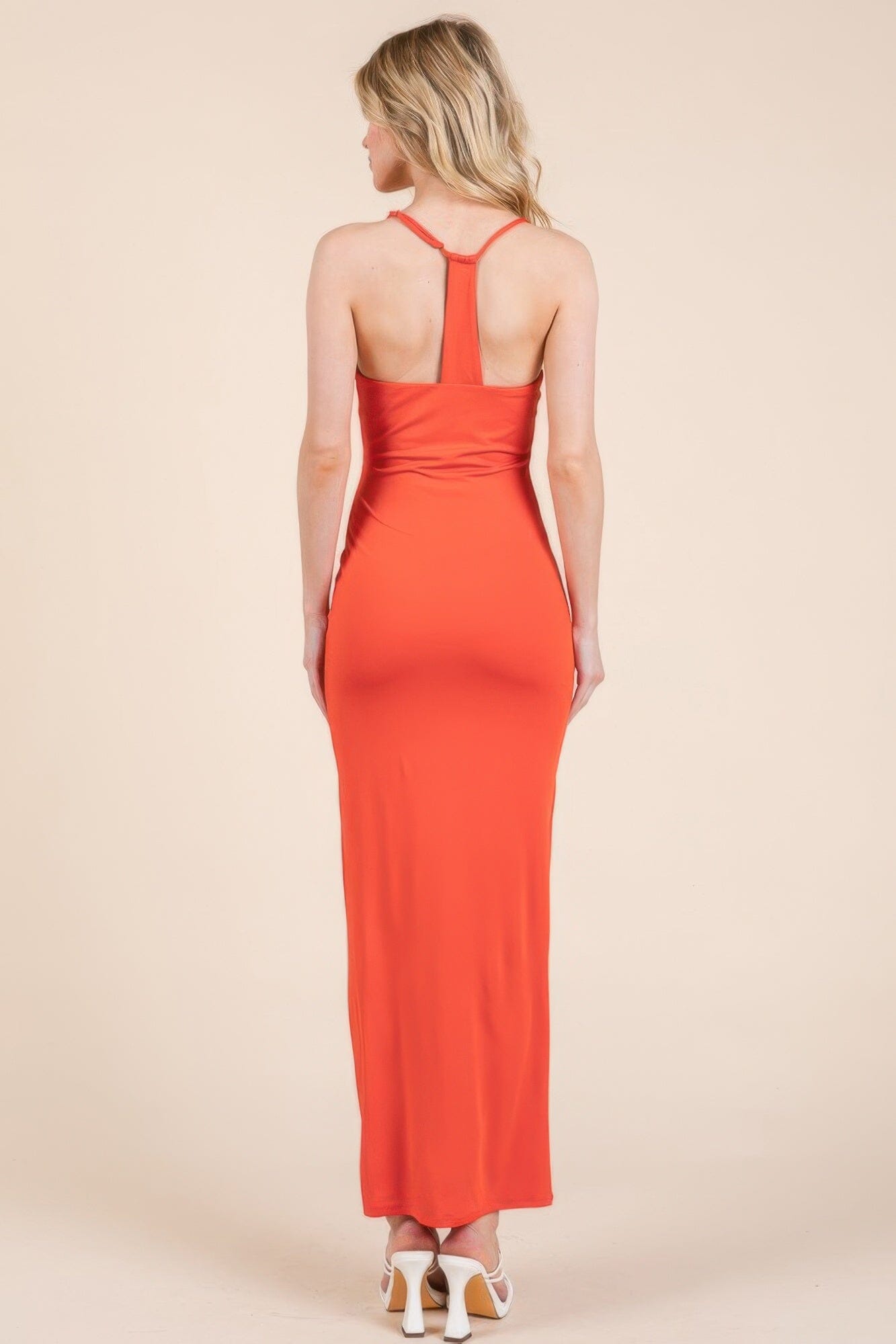 Women Asymmetry Ruched Double Layered Maxi Dress Dresses jehouze 