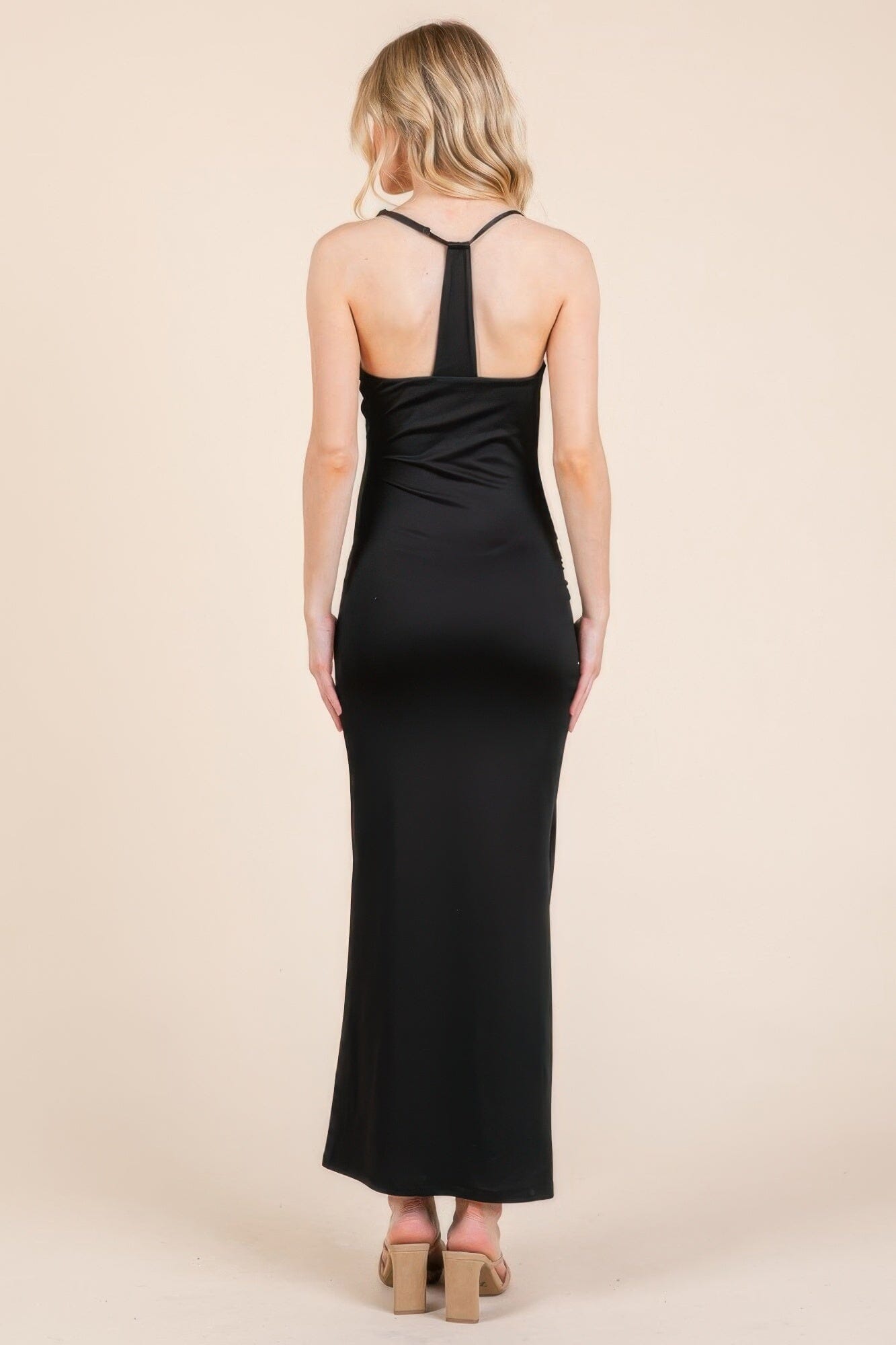 Women Asymmetry Ruched Double Layered Maxi Dress Dresses jehouze 