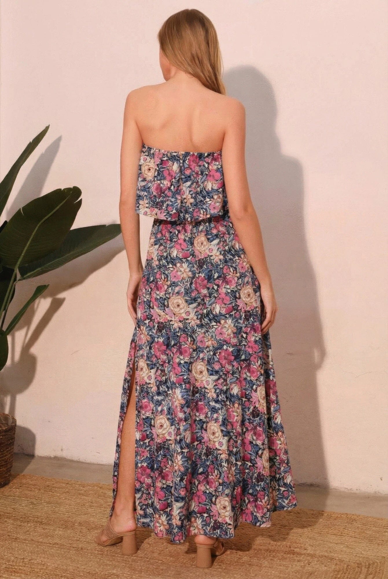 Women Bloom Party Strapless Maxi Dress Dresses jehouze 