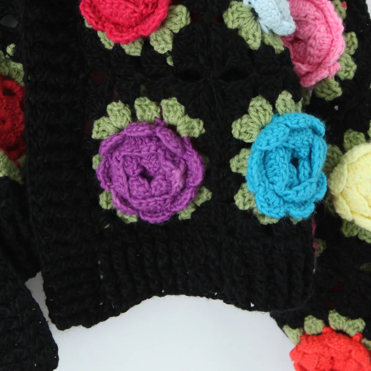 Women Bohemia Colored 3D Flower Ball Hand Crochet Long Lantern Sleeve Open Stitching Knitwear Crop Cardigan Coats & Jackets jehouze 