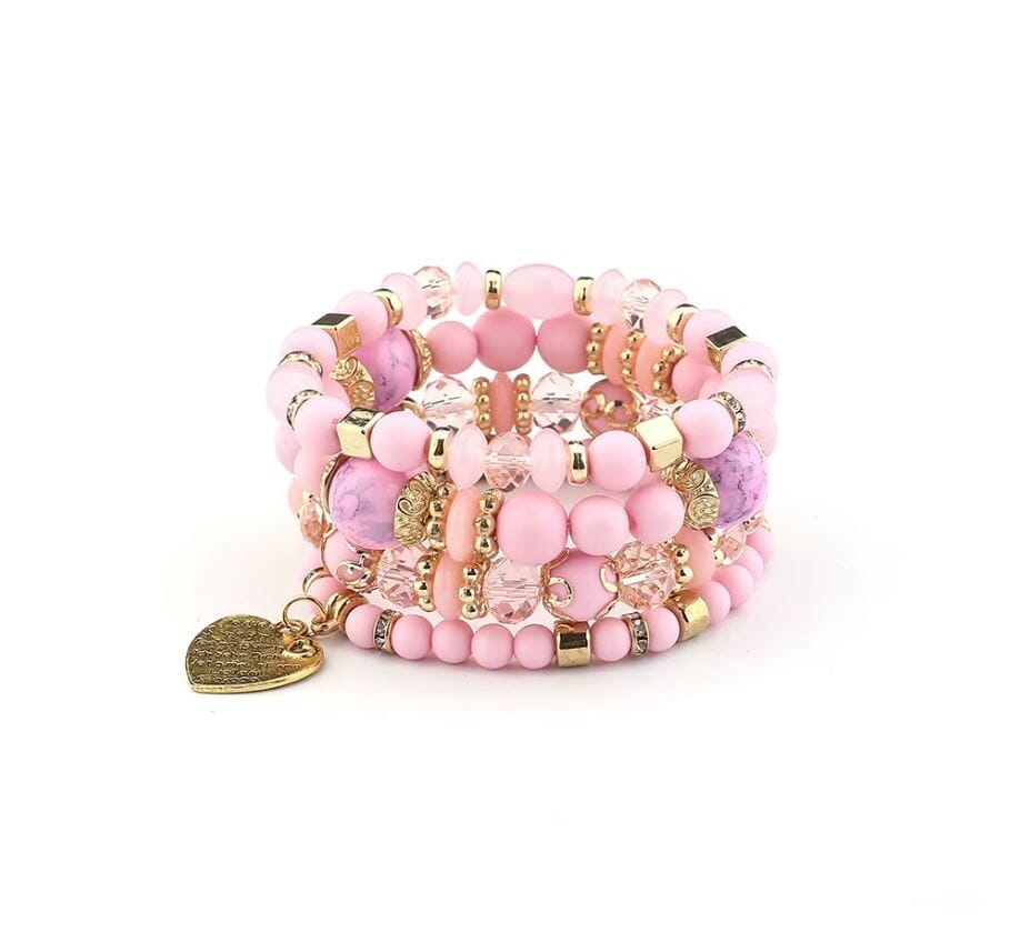 Women Bohemian 4 pc Stackable Friendship Multi Layer Beaded Stretch Bracelet Set Bracelets jehouze 2 