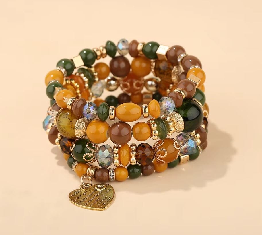 Women Bohemian 4 pc Stackable Friendship Multi Layer Beaded Stretch Bracelet Set Bracelets jehouze 9 