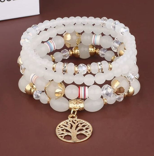 Women Bohemian 4 pc Tree of Life Stretch Bracelet Set Bracelets jehouze 1 