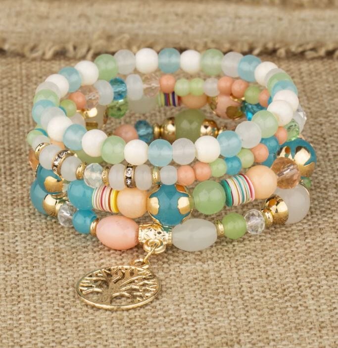 Women Bohemian 4 pc Tree of Life Stretch Bracelet Set Bracelets jehouze 3 
