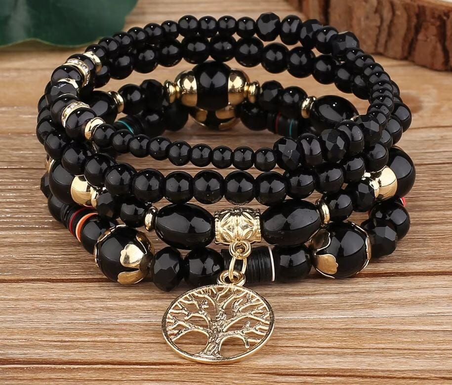Women Bohemian 4 pc Tree of Life Stretch Bracelet Set Bracelets jehouze 5 