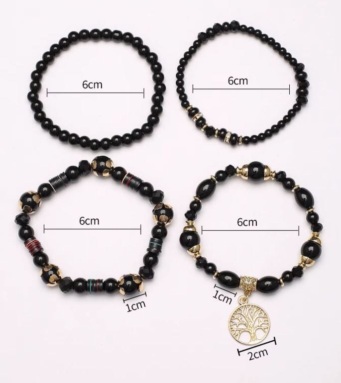 Women Bohemian 4 pc Tree of Life Stretch Bracelet Set Bracelets jehouze 