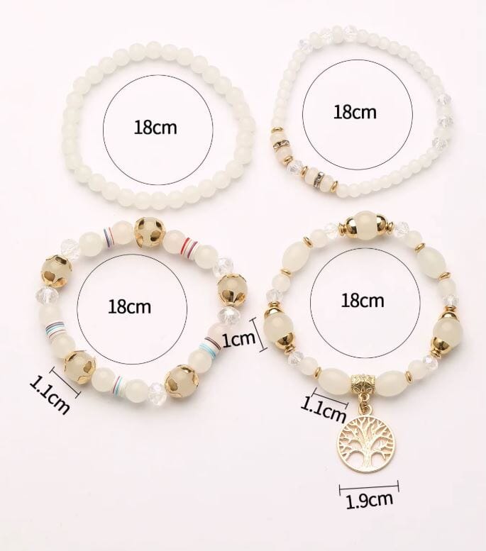 Women Bohemian 4 pc Tree of Life Stretch Bracelet Set Bracelets jehouze 