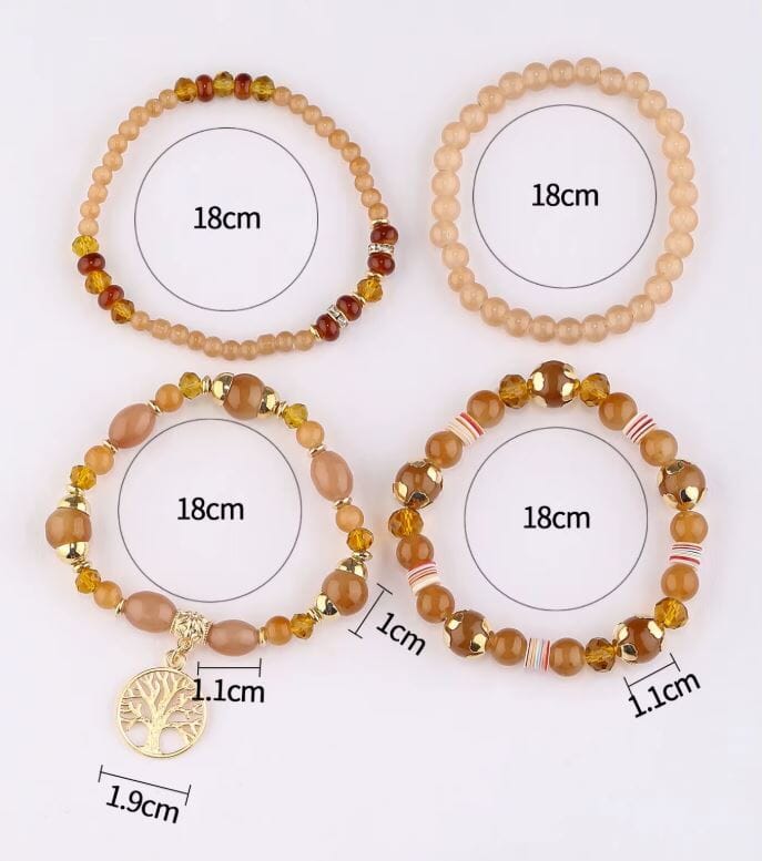 Women Bohemian 4 pc Tree of Life Stretch Bracelet Set Bracelets jehouze 